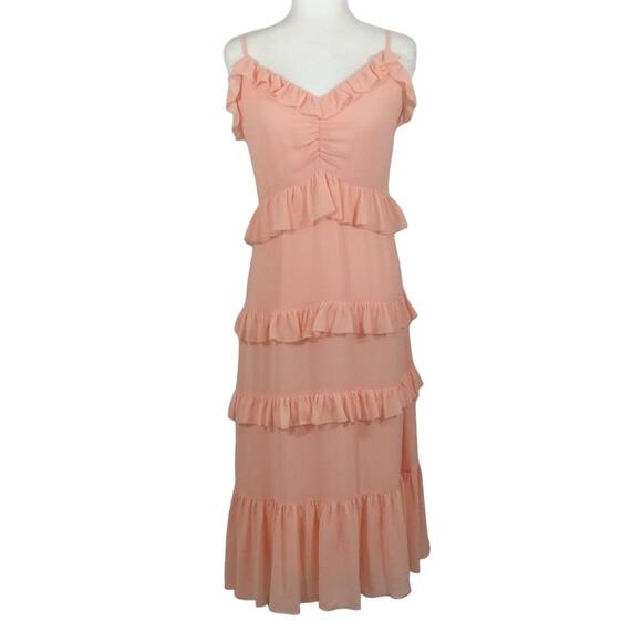 MICHAEL Michael Kors Dresses & Skirts - AM Michael Kors Pink Ruffled Tiered Midi Maxi Dress NWT S Coquette Feminine Cute